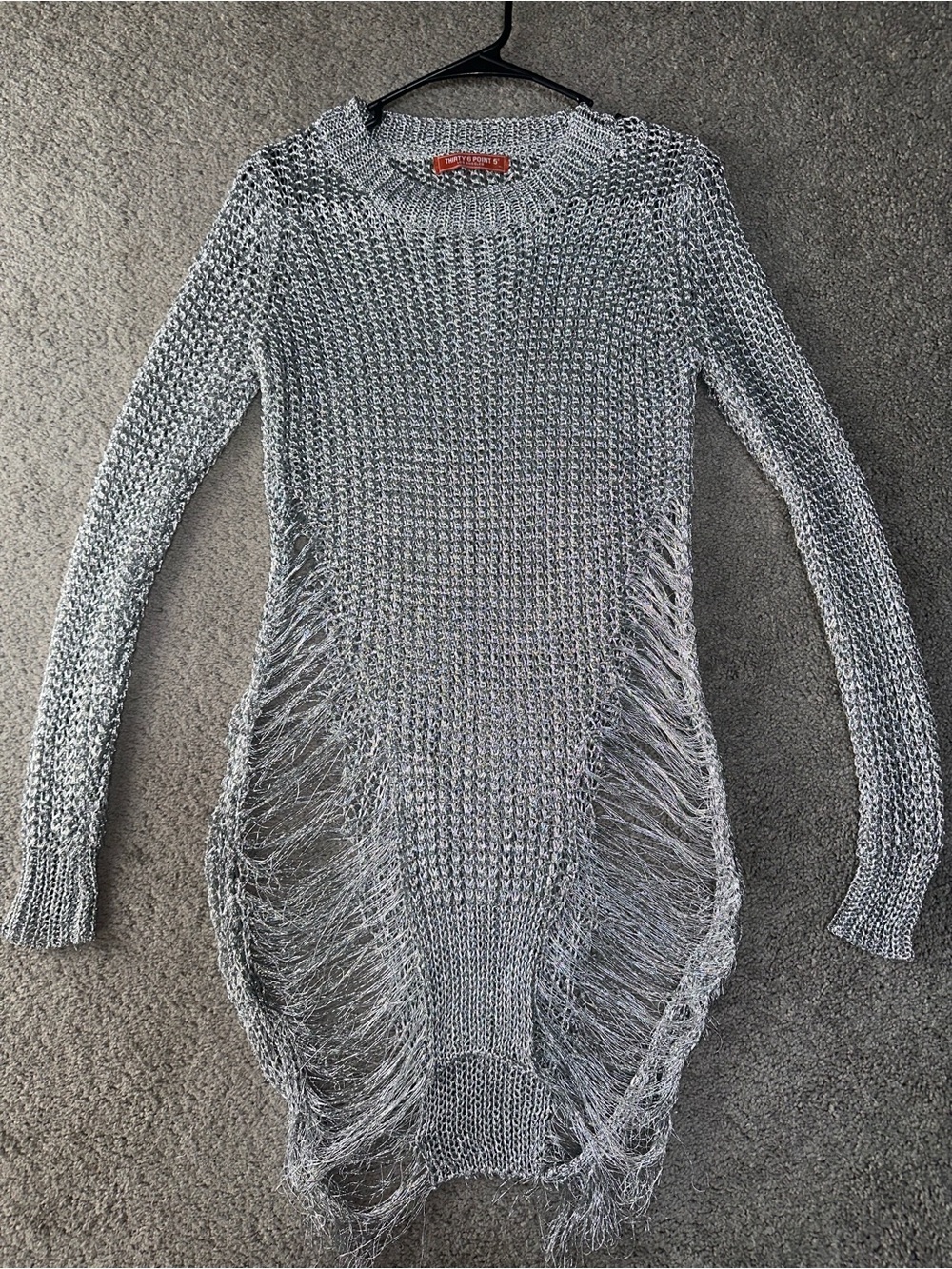 Thirty 6 Point 5 Metallic Silver shredded Knit Women's Dress Size Large
